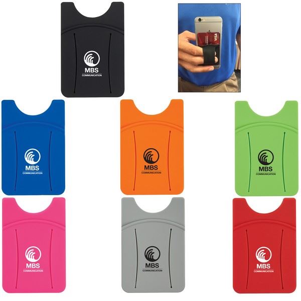 EH258 Silicone Phone Wallet With Finger Slot And Custom Imprint